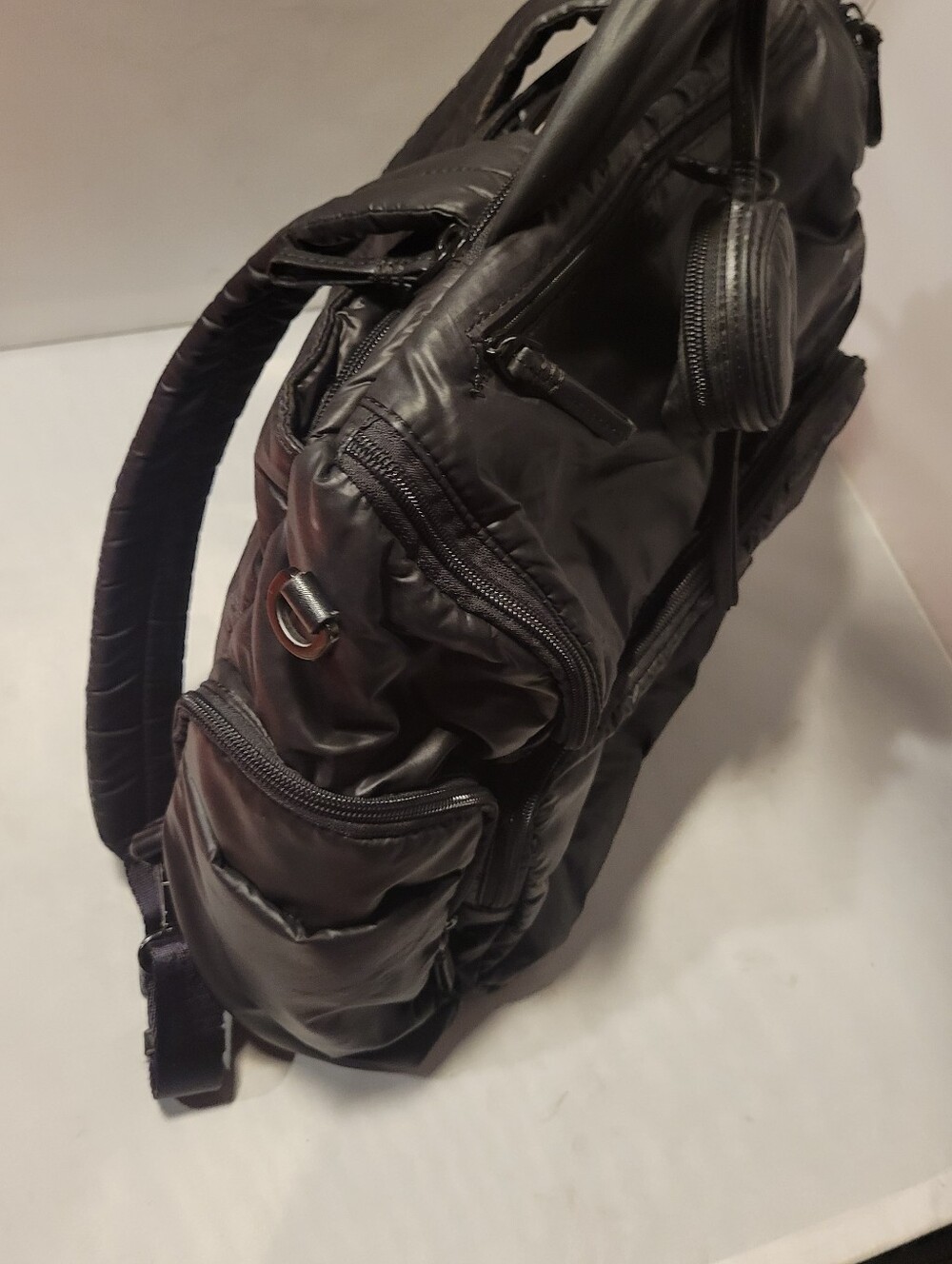 Caraa Diaper Bag Baby Backpack Medium Black Nylon Bottle Zip Pockets Insulated - Picture 4 of 6